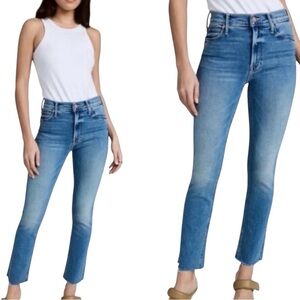 MOTHER Denim Mid Rise Dazzler Ankle Fray Jeans in Birds of Paradise Size 24
